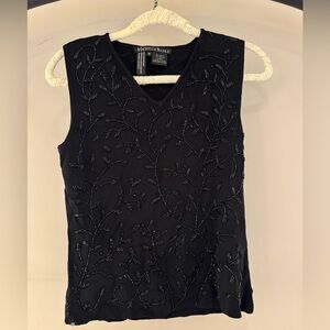 Michelle Nicole Black Embellished Sleeveless Tank Top